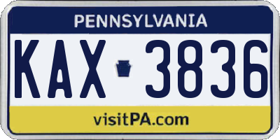 PA license plate KAX3836