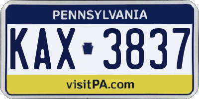 PA license plate KAX3837