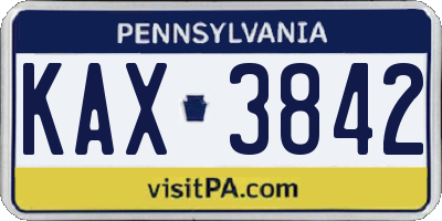 PA license plate KAX3842