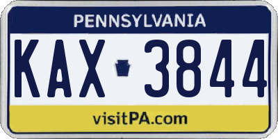 PA license plate KAX3844