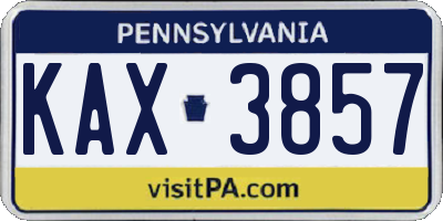 PA license plate KAX3857