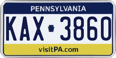 PA license plate KAX3860