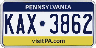 PA license plate KAX3862