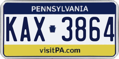 PA license plate KAX3864