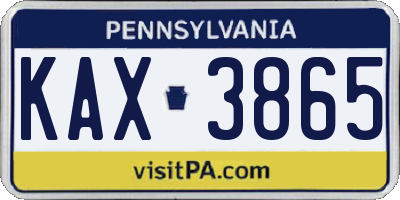 PA license plate KAX3865
