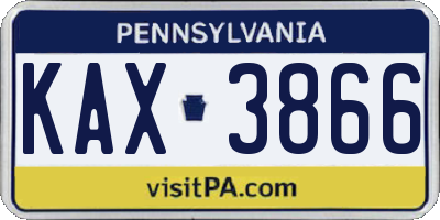 PA license plate KAX3866
