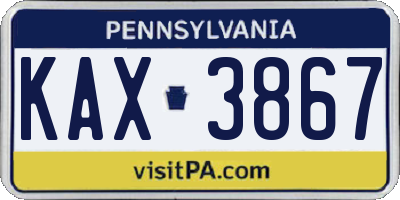 PA license plate KAX3867