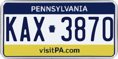 PA license plate KAX3870