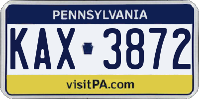 PA license plate KAX3872