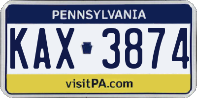 PA license plate KAX3874