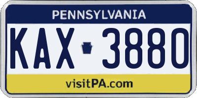 PA license plate KAX3880