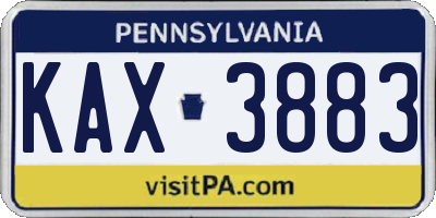 PA license plate KAX3883