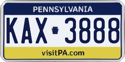 PA license plate KAX3888