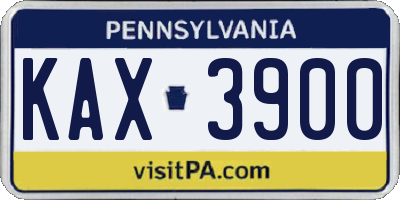 PA license plate KAX3900
