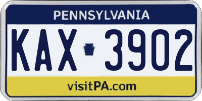 PA license plate KAX3902