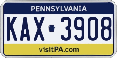 PA license plate KAX3908