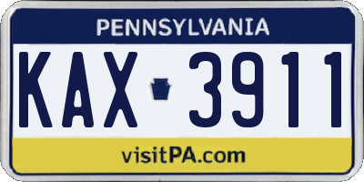 PA license plate KAX3911