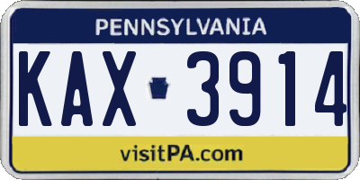 PA license plate KAX3914