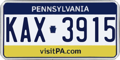 PA license plate KAX3915