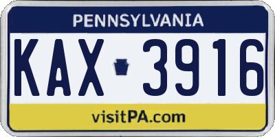PA license plate KAX3916