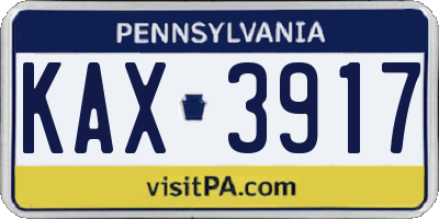 PA license plate KAX3917