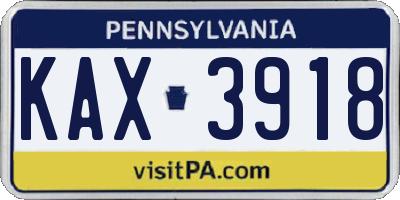 PA license plate KAX3918