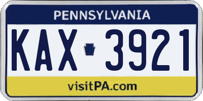 PA license plate KAX3921