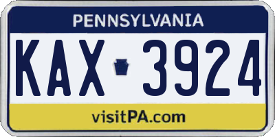 PA license plate KAX3924