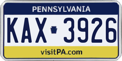 PA license plate KAX3926