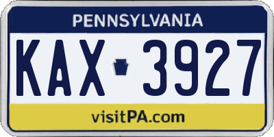 PA license plate KAX3927