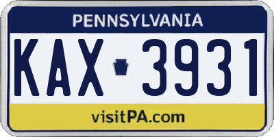 PA license plate KAX3931
