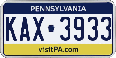 PA license plate KAX3933