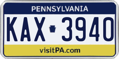 PA license plate KAX3940
