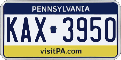 PA license plate KAX3950