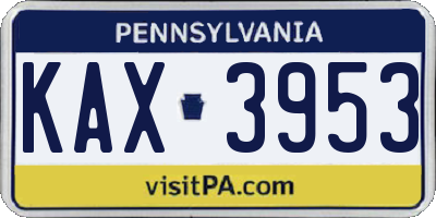 PA license plate KAX3953