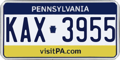 PA license plate KAX3955