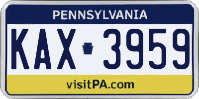PA license plate KAX3959