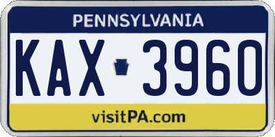 PA license plate KAX3960