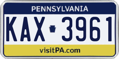 PA license plate KAX3961