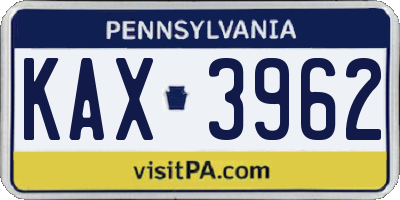 PA license plate KAX3962