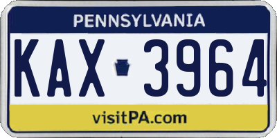 PA license plate KAX3964