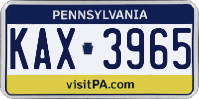 PA license plate KAX3965