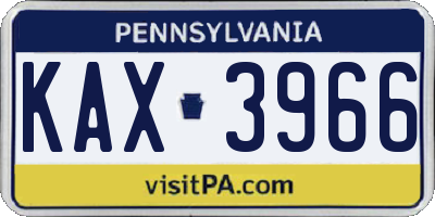 PA license plate KAX3966