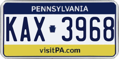 PA license plate KAX3968