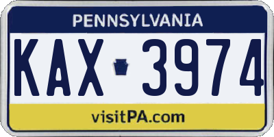 PA license plate KAX3974