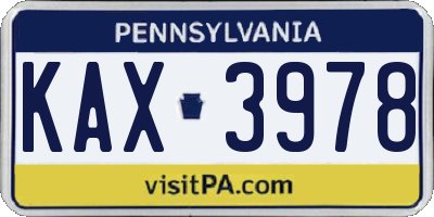 PA license plate KAX3978