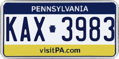 PA license plate KAX3983
