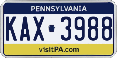PA license plate KAX3988