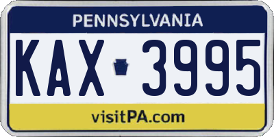 PA license plate KAX3995