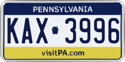 PA license plate KAX3996